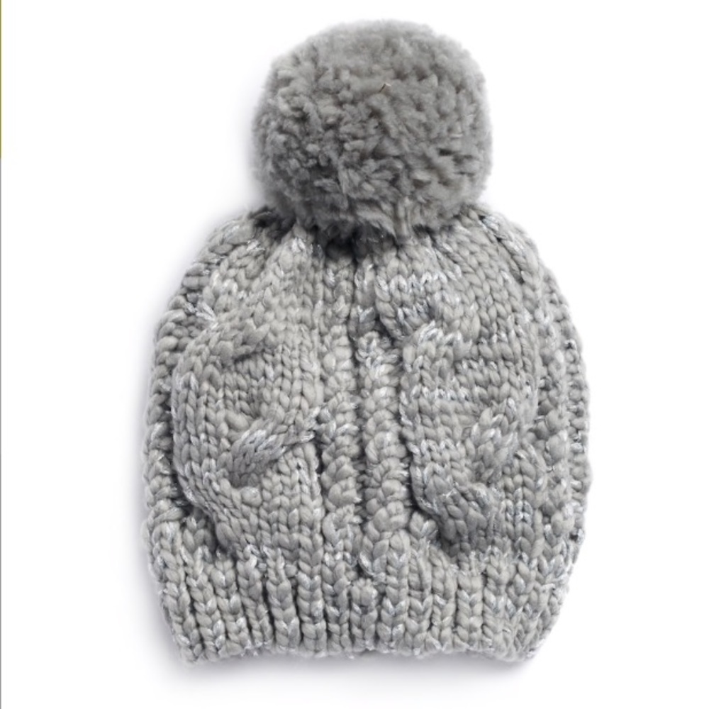 LC Lauren Conrad Grey Heather Cable-Knit Beanie